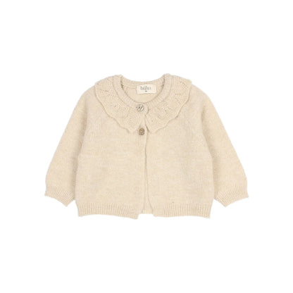 Búho Baby Lurex Cardigan in Natural
