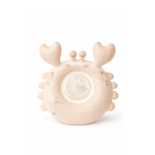 Baby-Schwimmring Tiny Crab in Beige mit herzförmigen Klauen und lächelnden Augen