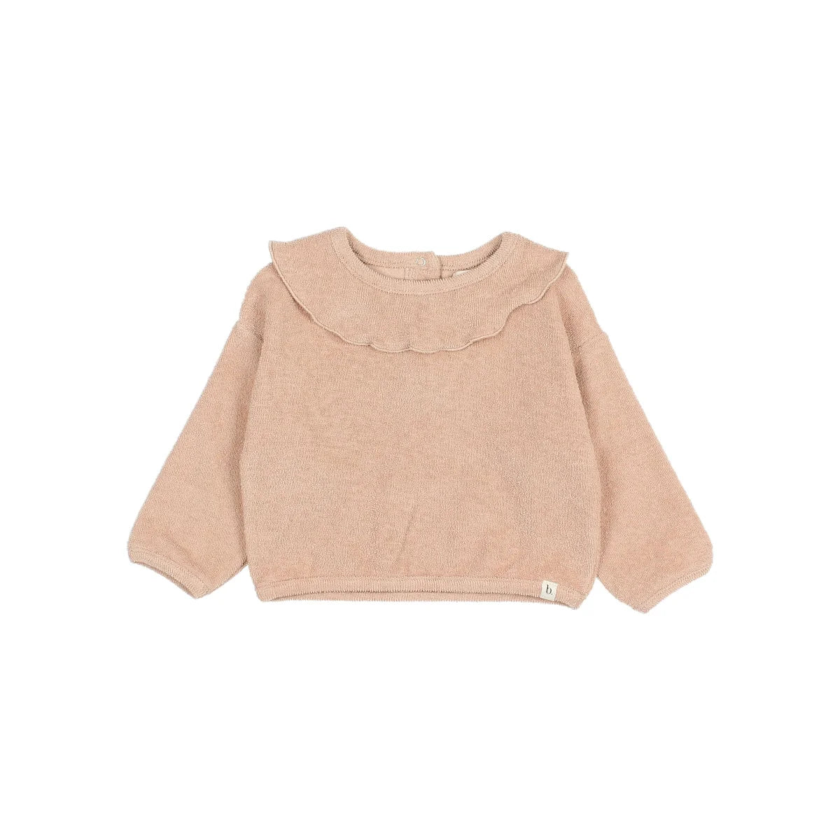 Beige gestrickter Sweatshirt mit Rüschenk collar für Baby Girly Sweatshirt Ivory oder Rose