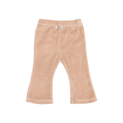 Beige Samt-Babypantoffen für Baby, flared Design, in Ivory oder Rose erhältlich
