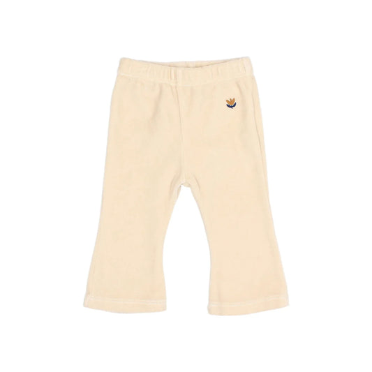Creamfarbene ausgestellte Baby Velvet Leggings in Ivory oder Rose