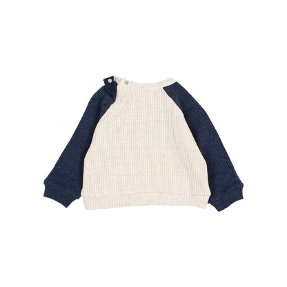 Zweifarbiger Strickpullover für Babys aus Waffelstrick, Modell Tokyo