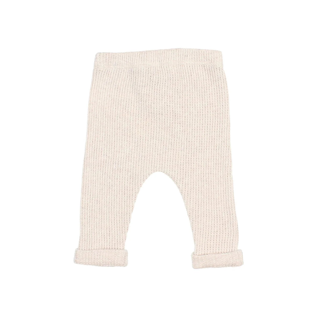 Hellbeige gestrickte Baby-Leggings aus Waffelstoff, ideal für komfortable Babysnuggels