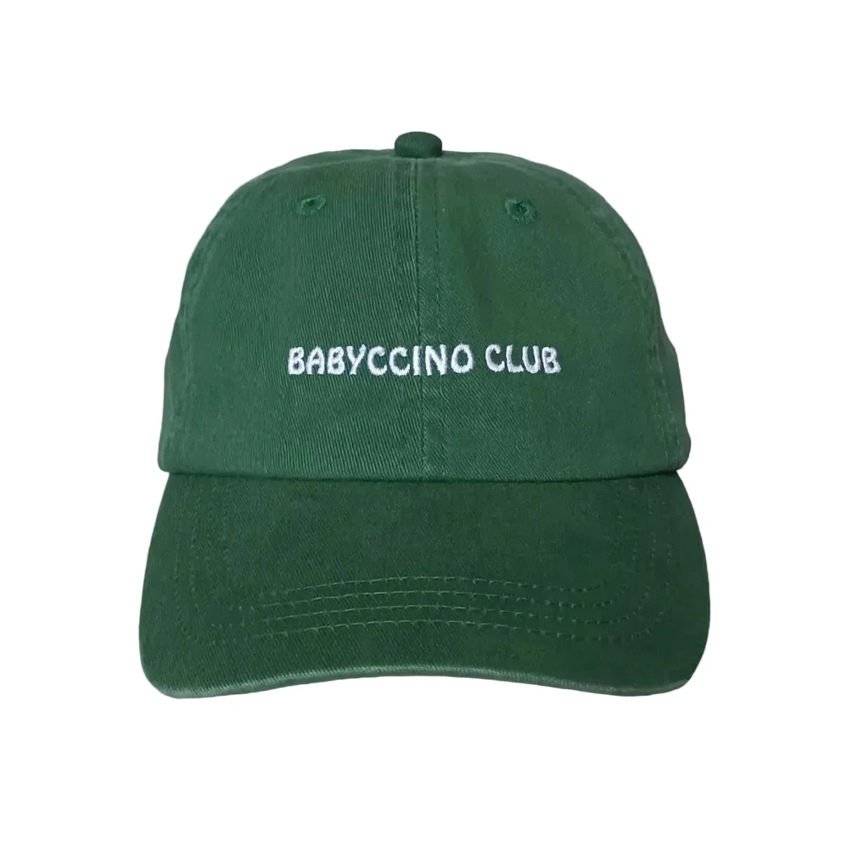 Dunkelgrüne Baumwoll-Baseball-Cap BABYCCINO CLUB mit weisser Stickerei