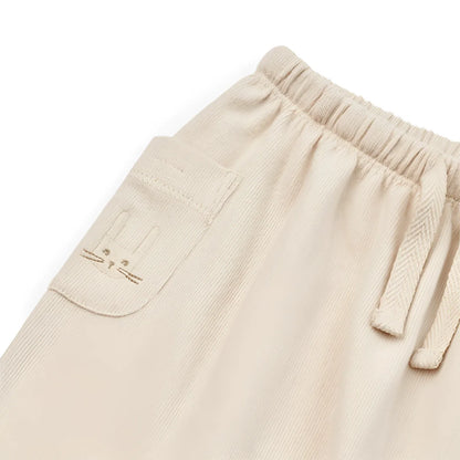 Beige Babyhose Alain mit Katzenkopf-Taschen und Kordelzugbund