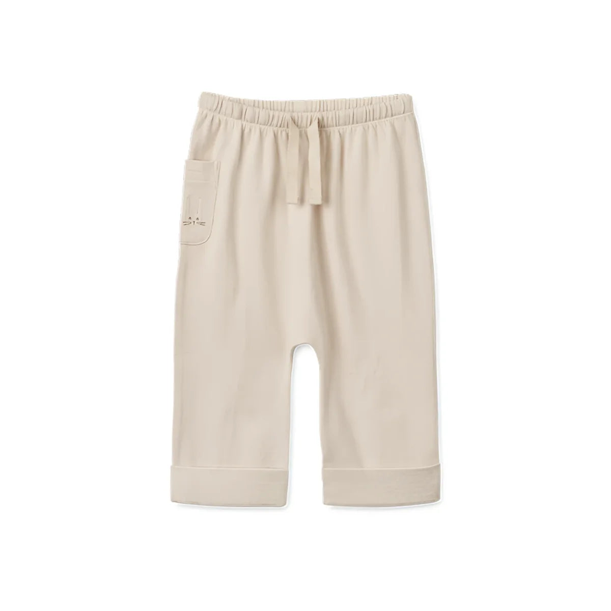 Beige Jogginghose mit Kordelzug und hochgekrempelten Säumen von Babyhose Alain | Sandy