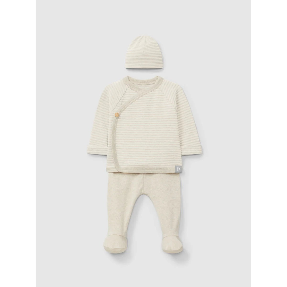 Dreiteiliges Strickoutfit für Säuglinge im Babyset 3-teilig in Naturfarbe