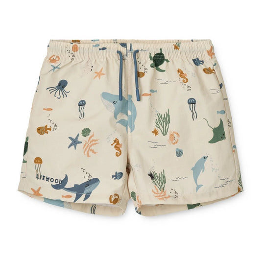 Badeshorts Aiden Liewood mit Meeresmotiven in Beige