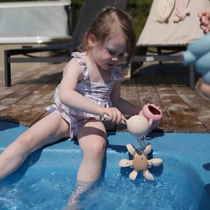 Rosa und beige silikon bewässerungskannen spielzeug mit wasserrad für badezeit spaß