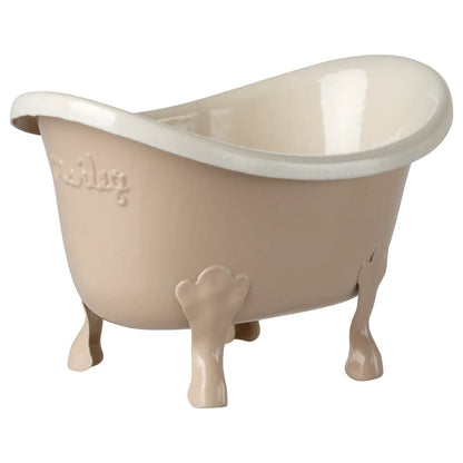 Beige Clawfoot-Badewanne Maus Rosa mit weissem Innenraum und geprägtem Maileg-Branding
