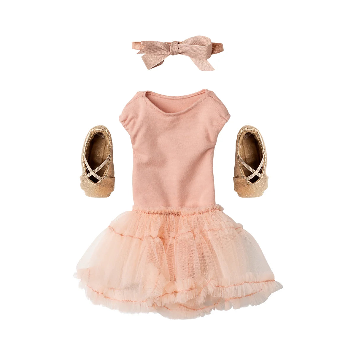 Rosa Ballettanzug Gr. 3 mit Tutu-Rock, Schuhe und Schleife