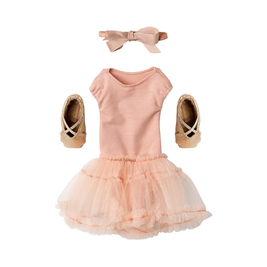 Rosa Ballettanzug Gr. 3 mit Tutu-Rock, Schuhe und Schleife