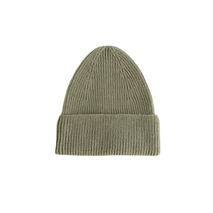 Olivgrüner gestrickter Beanie mit geripptem Muster, Beanie Fonzie | Artischocke