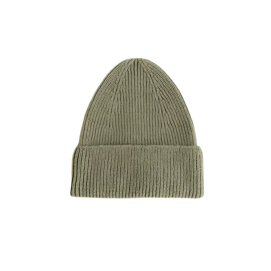 Olivgrüner gestrickter Beanie mit geripptem Muster, Beanie Fonzie | Artischocke