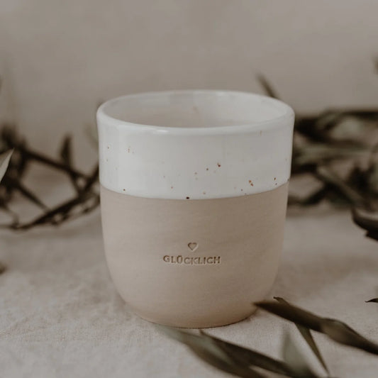 Minimalistischer Glücklich-Becher 320ml mit Herz für bessere Tage