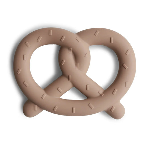 Mushie Beissring Brezel in Beige aus Silikon