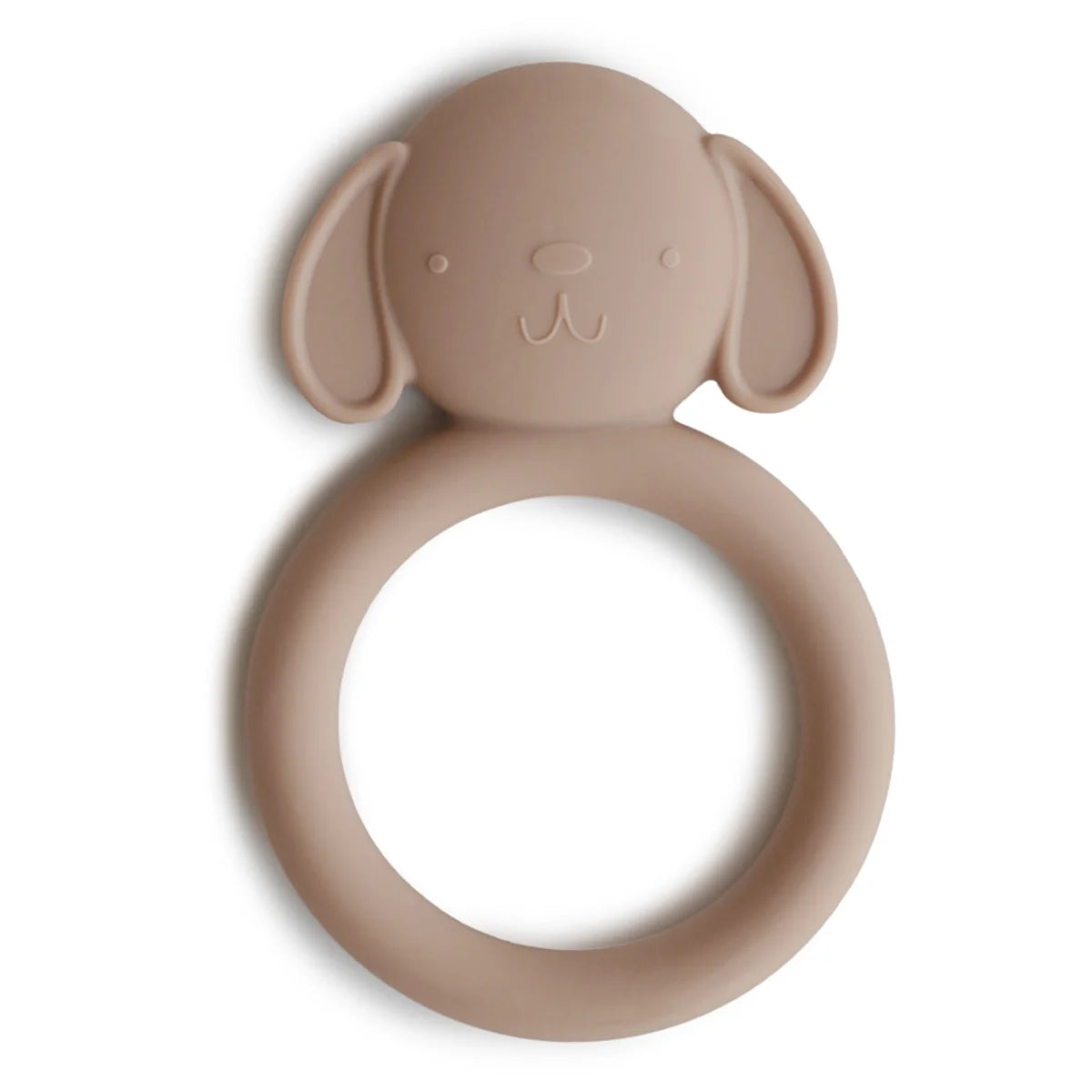 Mushie Beissring Hund in Beige aus Silikon