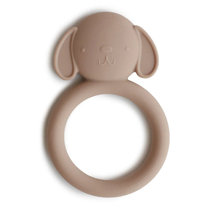 Mushie Beissring Hund in Beige aus Silikon