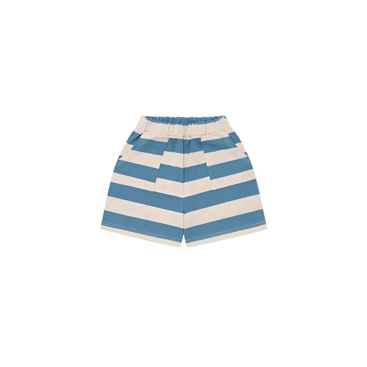 Bermudas Deck Chair Stripes in Blau-Creme gestreift mit elastischem Bund