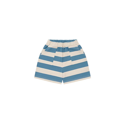Bermudas Deck Chair Stripes in Blau-Creme gestreift mit elastischem Bund
