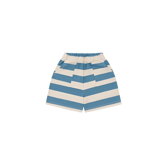 Bermudas Deck Chair Stripes in Blau-Creme gestreift mit elastischem Bund