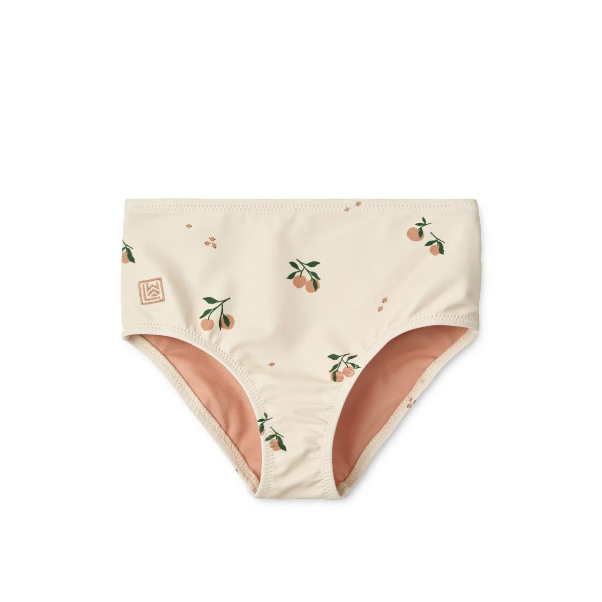 Cremefarbenes Unterwäsche mit Pfirsichdruck im Bikini mit Smok Mikaela Design