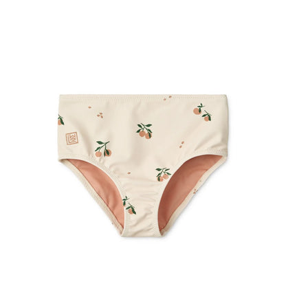 Cremefarbenes Unterwäsche mit Pfirsichdruck im Bikini mit Smok Mikaela Design