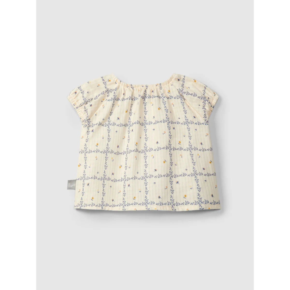Einfache Bluse aus bedrucktem texturiertem Baumwollstoff mit Blumenmuster