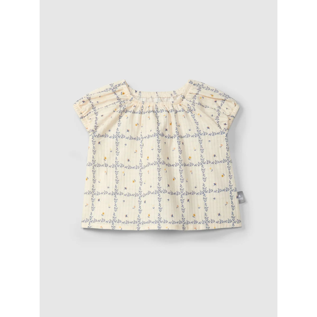 Bluse bedruckter Strukturbaumwolle in Creme mit Blumenmuster