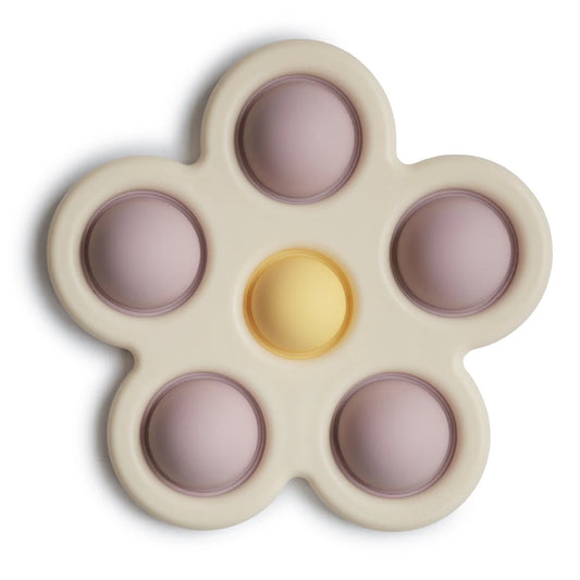 Mushie Blume Plop-it Spielzeug in Lila/Gelb
