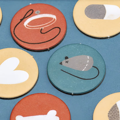 Bobby & Misha Tiny Game: Kaninchen-Garten-Puzzle mit runden Buttons