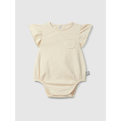 Creme Babybody mit Rüschenärmeln und floralem Print