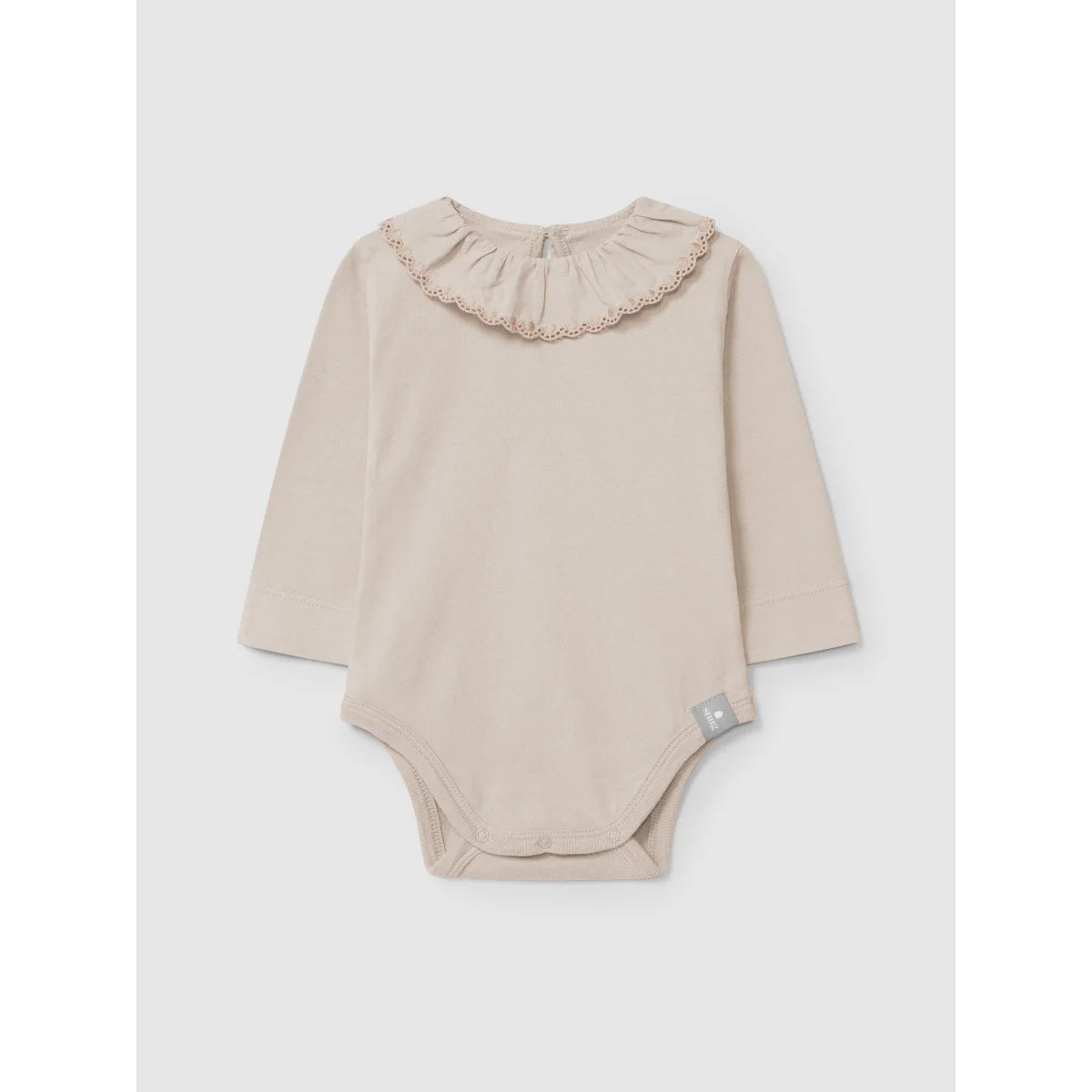snug Bodysuit with ruffled embroidered collar in Rosa