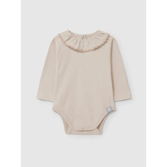 snug Bodysuit with ruffled embroidered collar in Rosa