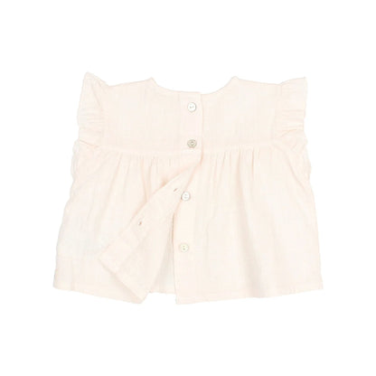 Weißes Baumwollknopfkostüm mit Falten im Boho Bluse|ivory oder rose Stil