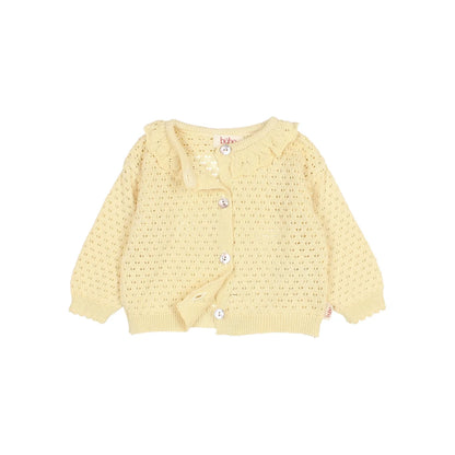 Boho Cardigan Sun or Cream Pink: Creme gestrickter Cardigan mit Spitze