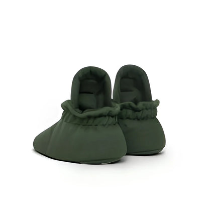 Olivegrüne Mokassin-Babybooties mit Rüscheneffekt für 12-24 Monate