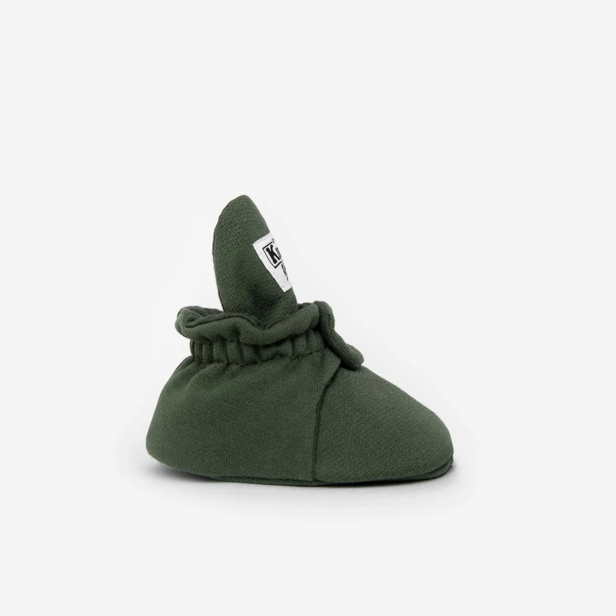 Olivegrüne weiche Booties mit gerafftem elastischem Einstieg für 0-12 Monate