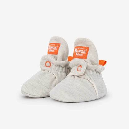 Graue Babybooties Cotton Original Orange Pop aus Baumwolle mit orangefarbenem Branding und Kordelverschluss