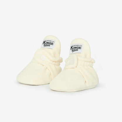 Beige Babybooties mit Kings-Logo aus Fleece, Modell Booties Fleece Original