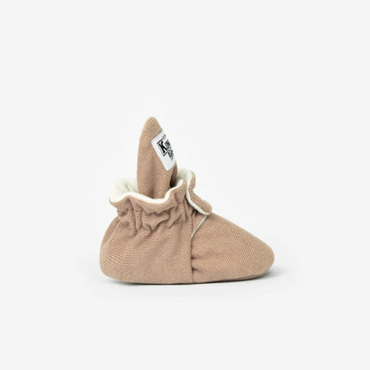 Beige Stoff Baby-Stiefel mit elastischem, gerafftem Knöchel für Booties Gamuza Classic