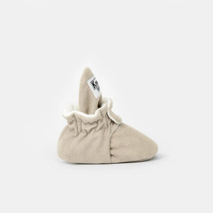 Beige Baumwollbabybooties mit Kordelzug für Booties Gamuza Classic 0 - 12 Monate