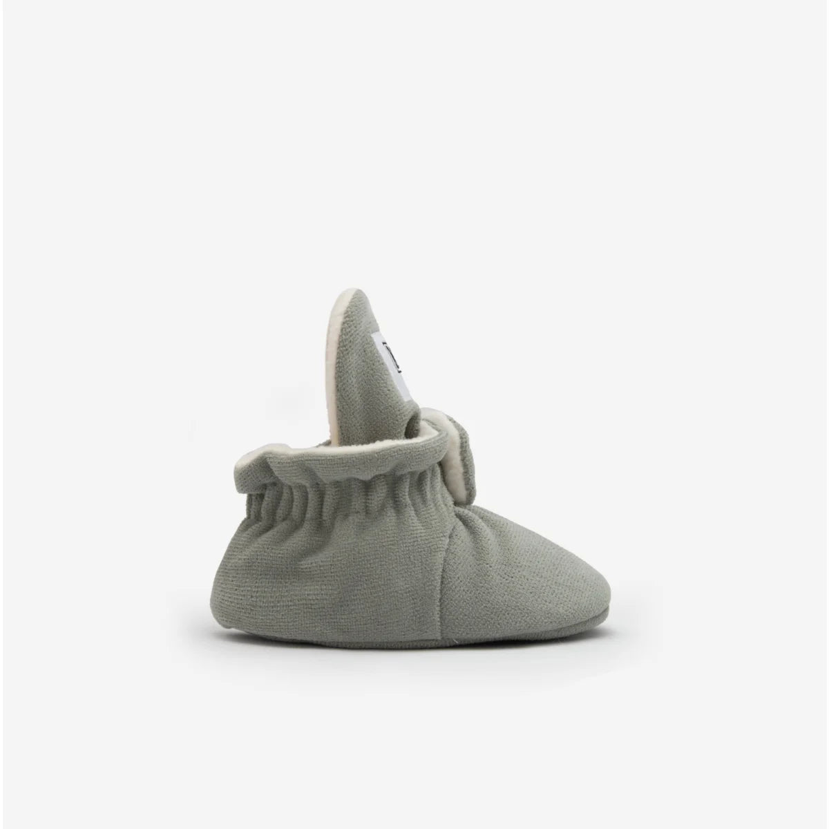 Weiche graue Babybootie mit gerafftem Knöchel aus Gamuza für 0-12 Monate
