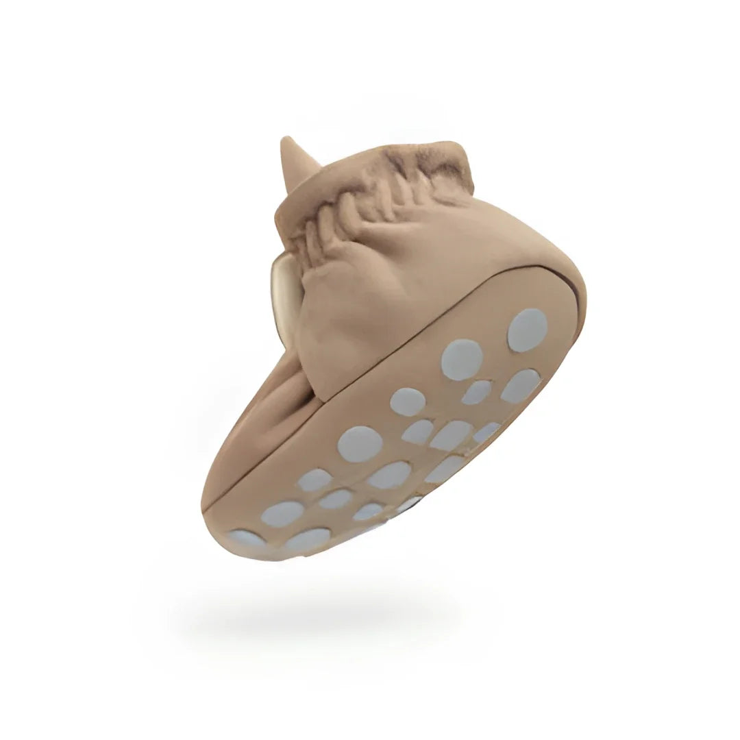 Beige Wildlederstiefel mit Gummisohle schwebt im Weltall für Kinder 12-24 Monate