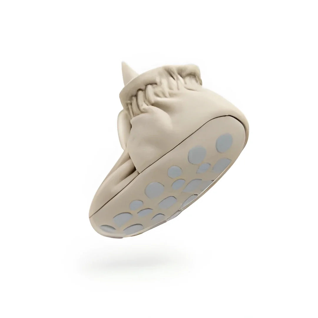 Beige Wildlederstiefel mit gerafftem Kragen und strukturiertem Gummisohle