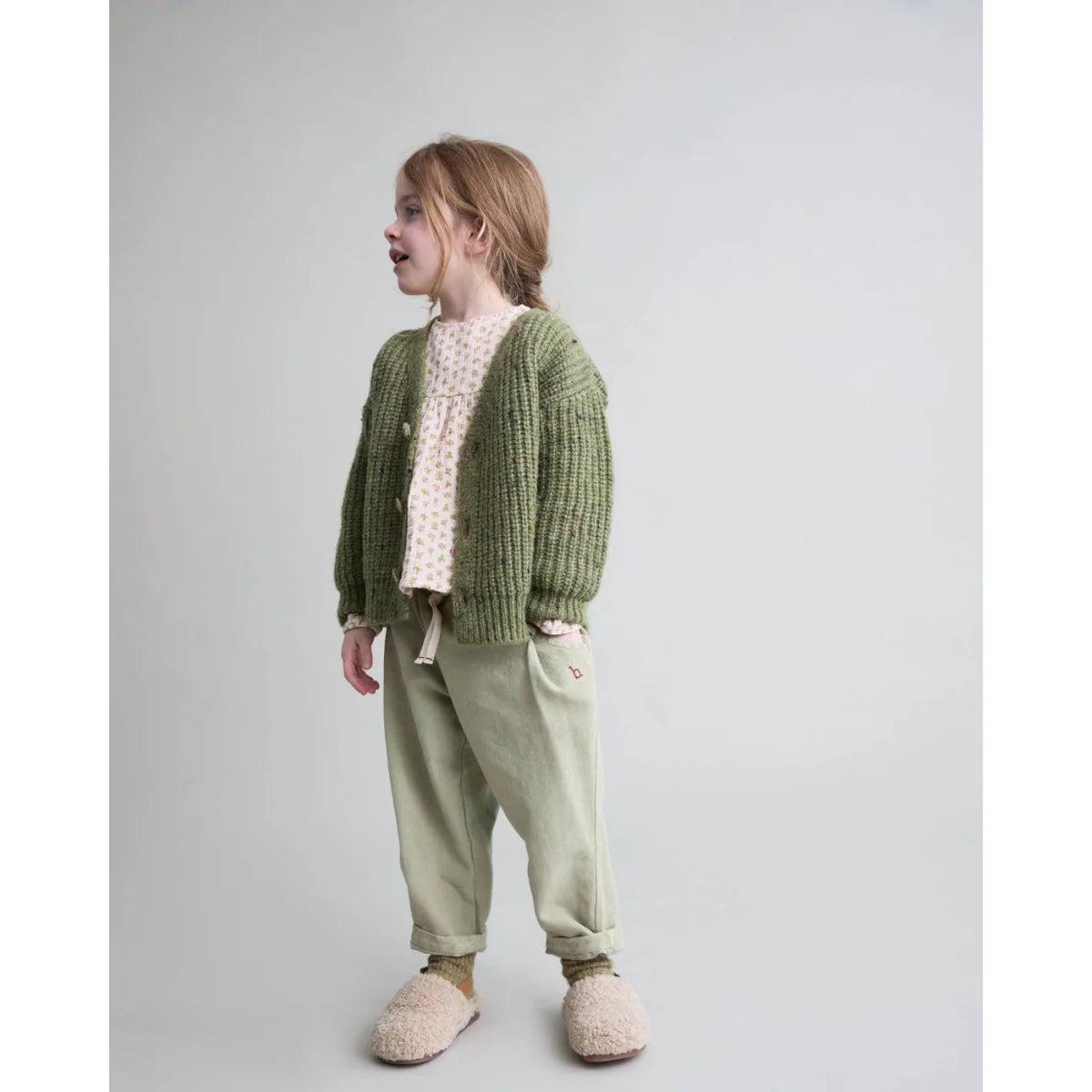 Búho Botonato Cardigan Green Tea