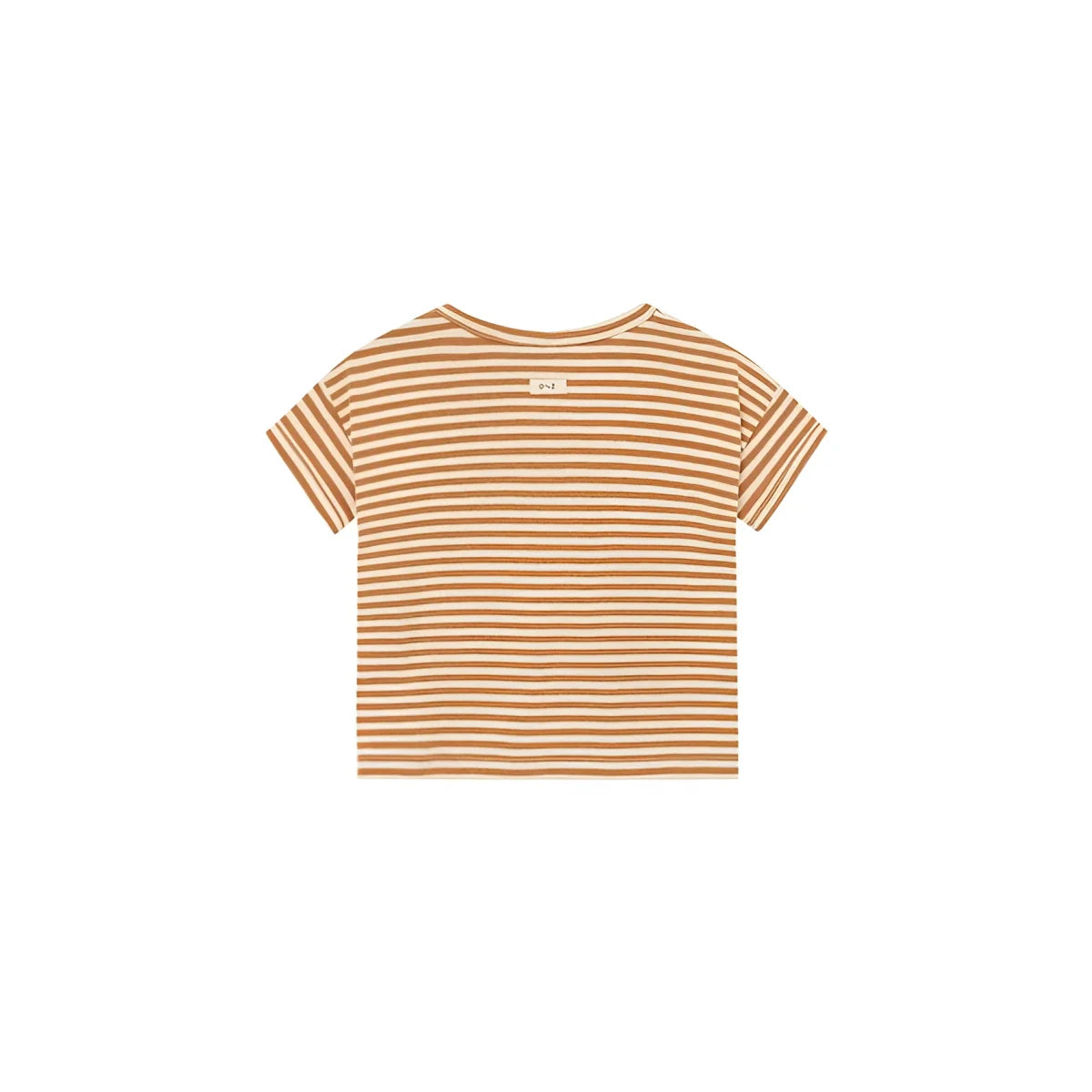 Boxy T-Shirt Copper Stripes: weiches kurzärmeliges T-Shirt mit warmen Beige-Tan-Streifen