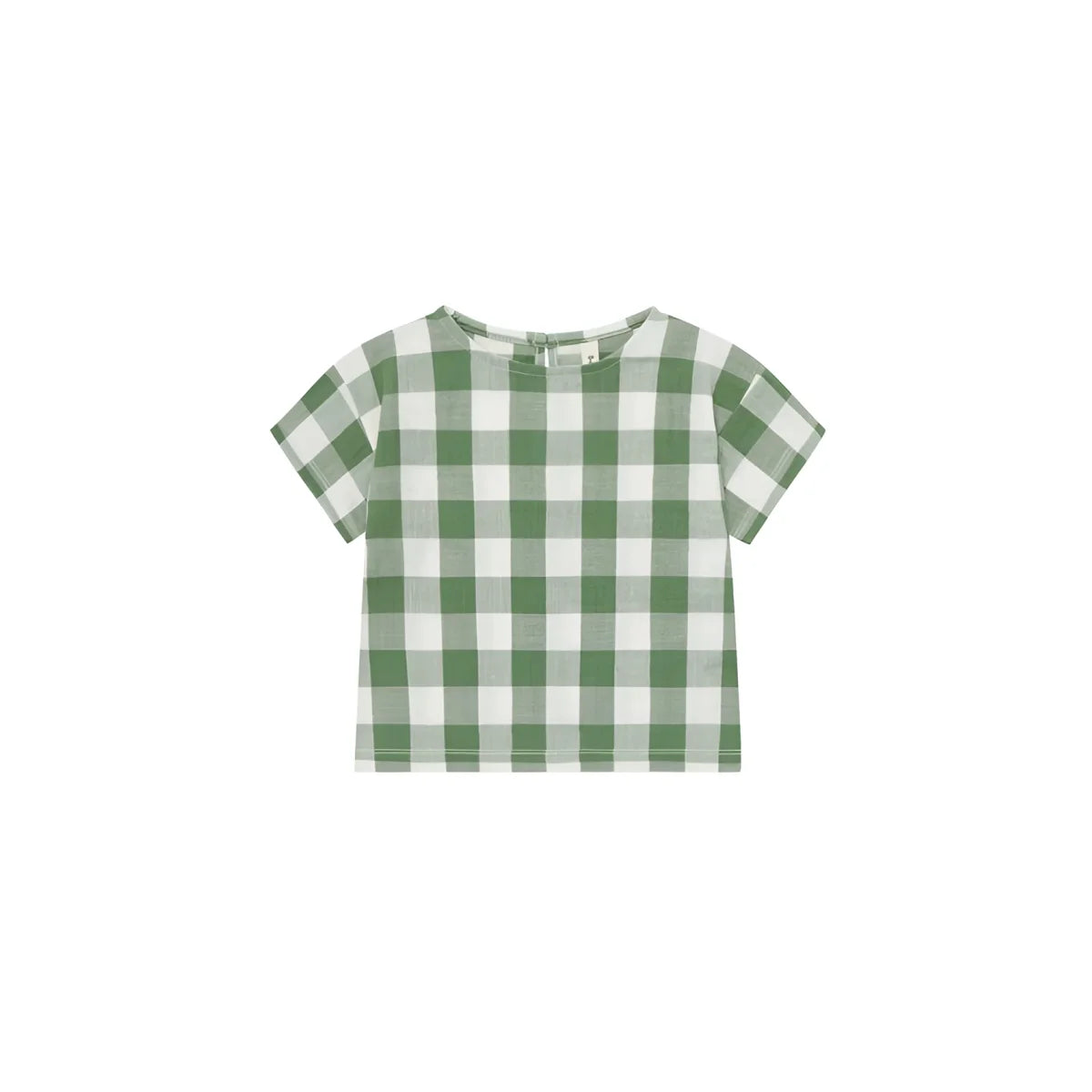 Boxy T-Shirt Dill Gingham: grün-weisses Karo, kurzarm, Rundhals