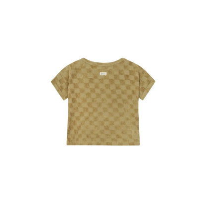 Olivgrünes karierter T-Shirt aus der Kollektion Boxy T-Shirt Dusky Checkerboard Terry