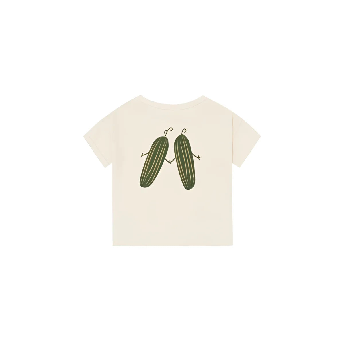 Boxy T-Shirt Friends of the Garden: Hellgraues T-Shirt mit Gurken-Motiv